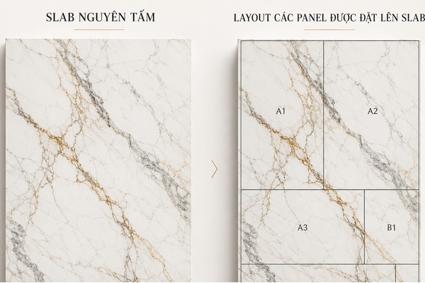 Thiết kế vách Marble khổ lớn: Kiểm soát mạch, hướng vân và bố cục slab như thế nào?