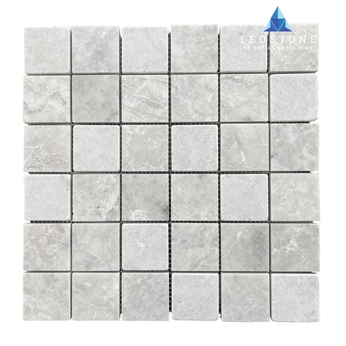 ĐÁ MOSAIC VUÔNG GHI NHẠT BÓNG MỜ