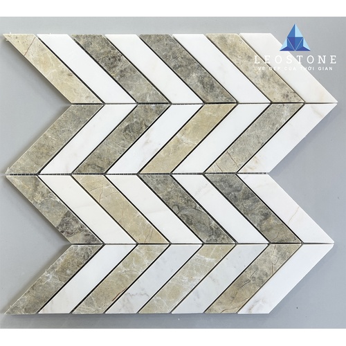 ĐÁ MOSAIC XƯƠNG CÁ PHỐI NÂU XÁM