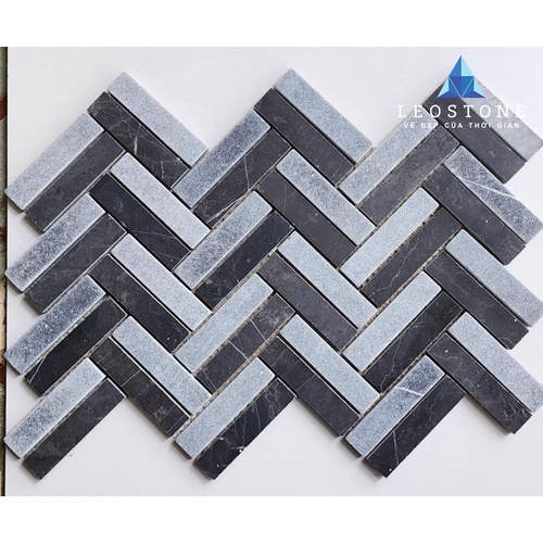 ĐÁ MOSAIC XƯƠNG CÁ PHỐI XÁM ĐEN
