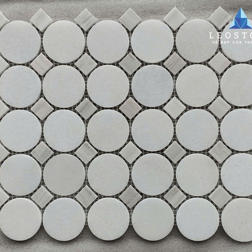 ĐÁ MOSAIC TRÒN PHỐI Ô VUÔNG BE