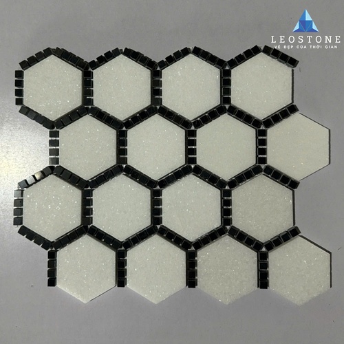 ĐÁ MOSAIC LỤC GIÁC PHỐI VIỀN ĐEN