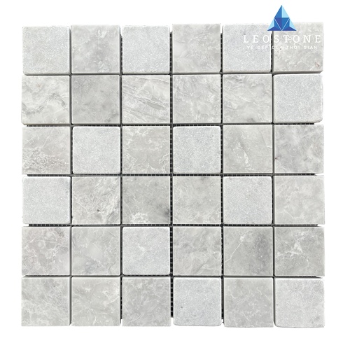 ĐÁ MOSAIC VUÔNG GHI NHẠT BÓNG MỜ