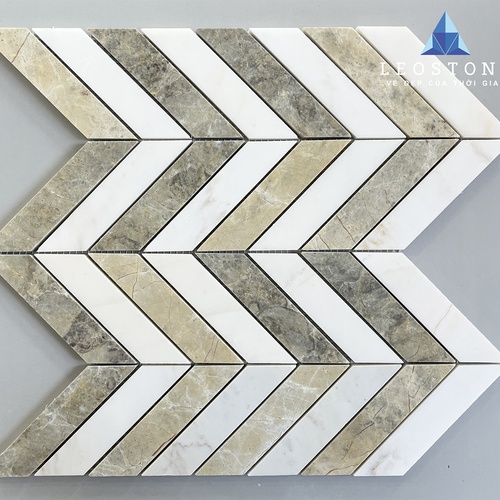 ĐÁ MOSAIC XƯƠNG CÁ PHỐI NÂU XÁM