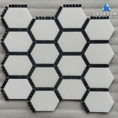 ĐÁ MOSAIC LỤC GIÁC MIX VIÊN ĐEN