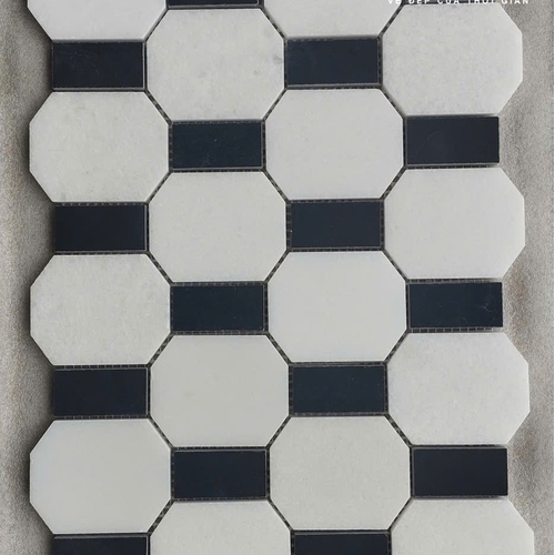 ĐÁ MOSAIC LỤC GIÁC MIX Ô CHỮ NHẬT ĐEN