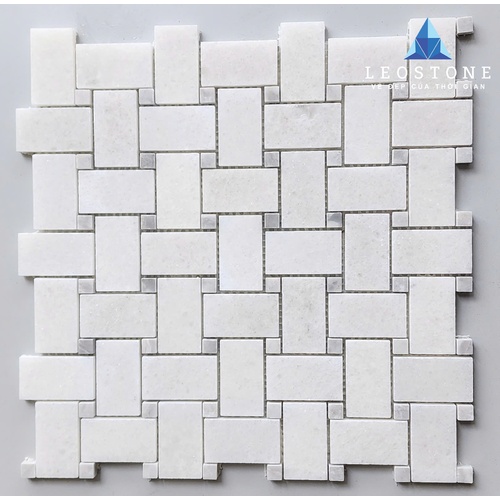 ĐÁ MOSAIC ĐAN LƯỚI CHỮ NHẬT MÀU TRẮNG XÁM