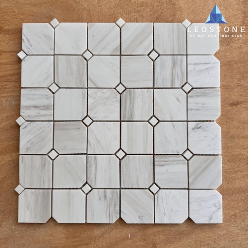 ĐÁ MOSAIC MÀU TRẮNG SỮA ĐIỂM XÁM