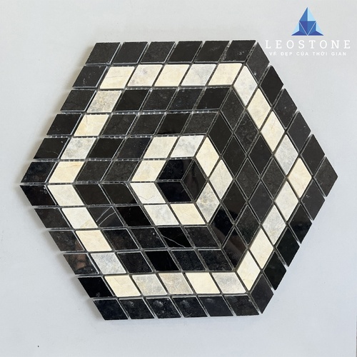 ĐÁ MOSAIC HÌNH KIM CƯƠNG PHỐI ĐEN- BE MÀI MỜ
