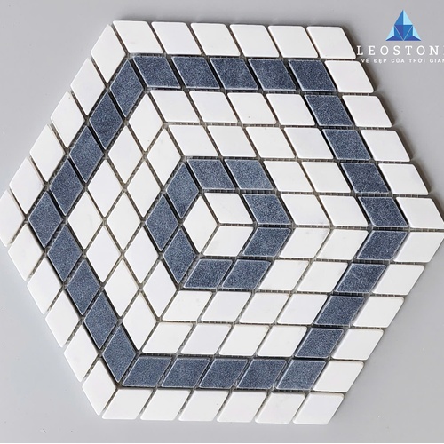 ĐÁ MOSAIC HÌNH KIM CƯƠNG PHỐI TRẮNG - XANH