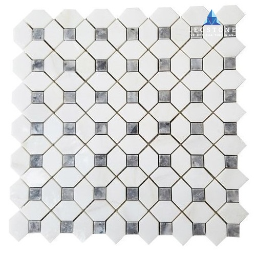 ĐÁ MOSAIC TRẮNG ĐIỂM VIÊN XÁM