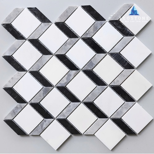 ĐÁ MOSAIC 3D VUÔNG TRẮNG MUỐI, ĐEN, GHI