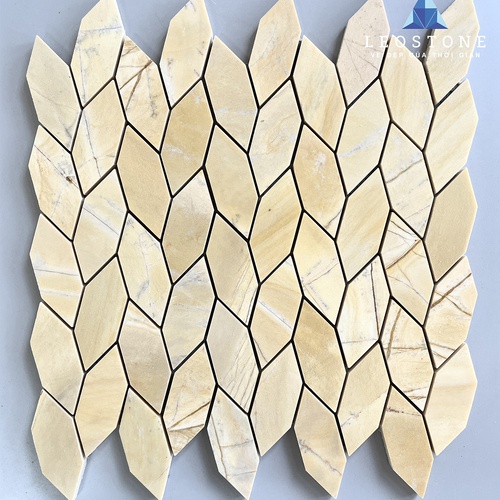 ĐÁ MOSAIC BÔNG LÚA MÀU VÀNG ĐẬM