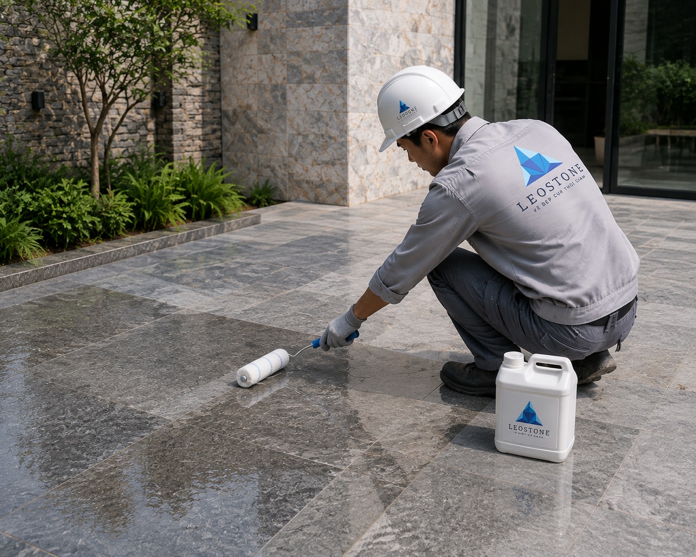 Chống thấm đá tự nhiên 6 mặt là quy trình quan trọng để đảm bảo đá sử dụng bền đẹp (ảnh minh họa)