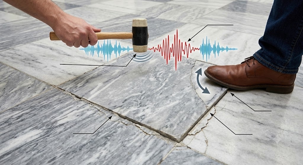 Đá rỗng ruột, kêu lụp bụp là hiện tượng lát đá bị sai kỹ thuật