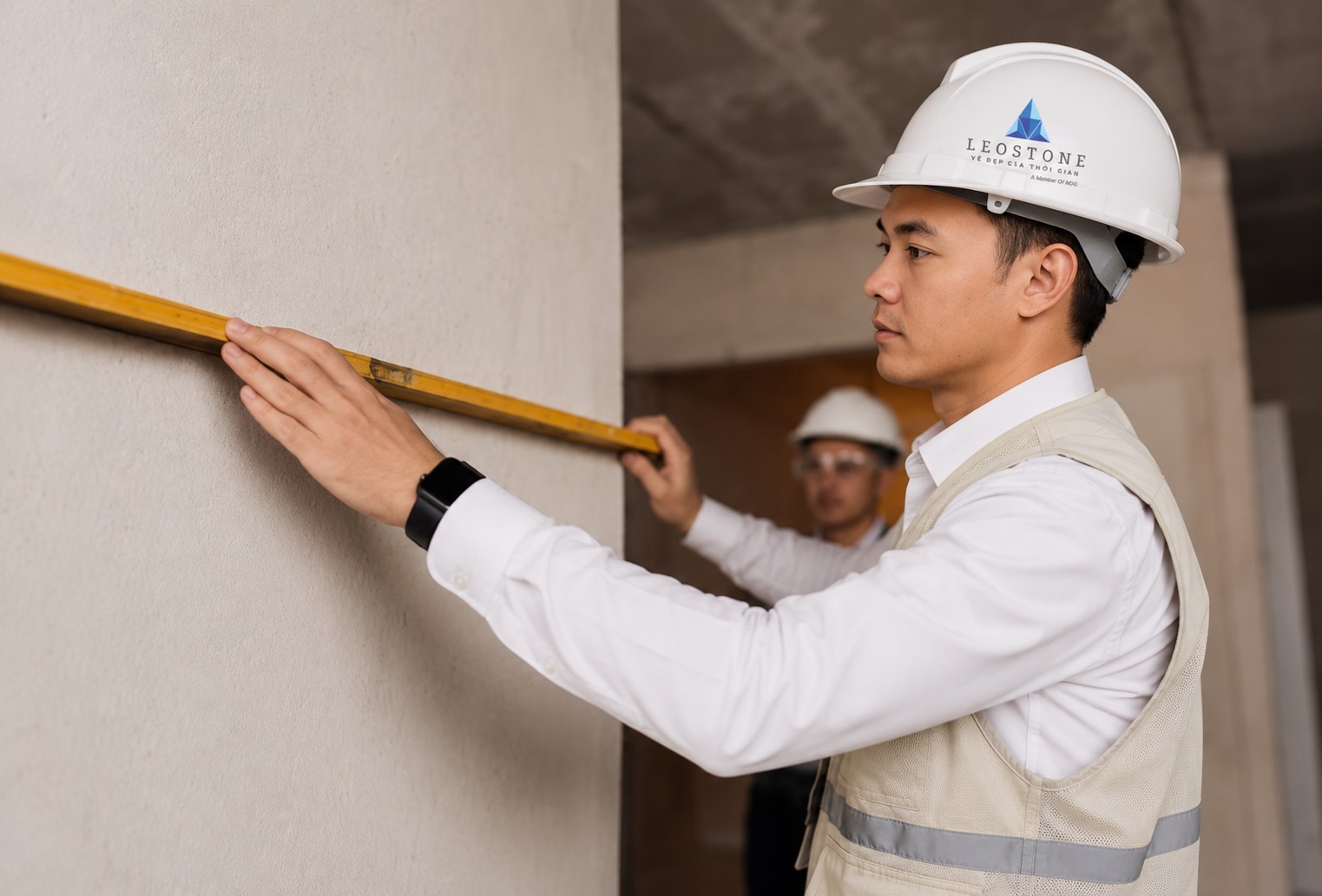 Hình ảnh minh họa đo đạc diện tích trước khi tính số lượng slab đá cần dùng